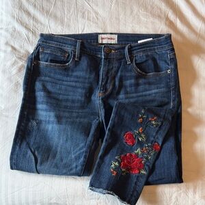 DRIFTWOOD embroidered skinny dark wash jeans